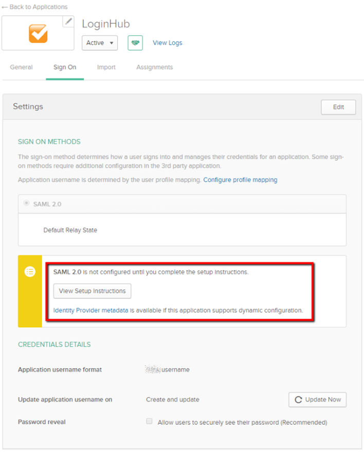 LoginHub Settings Page